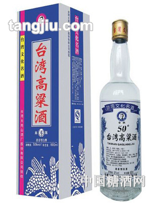 臺灣高粱酒50&#176;銀鉑藍(lán)六年600ML