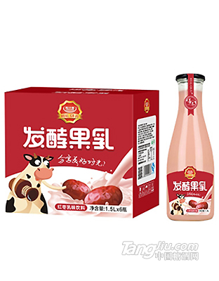 粒汁健發酵果乳紅棗乳味飲料1.5LX6