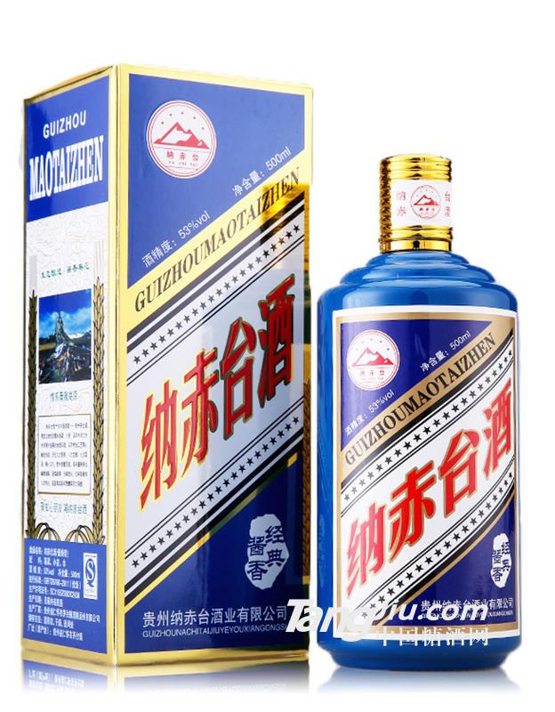 貴州白酒茅臺鎮(zhèn)53度納赤臺酒藍(lán)色醬香型酒-500ml